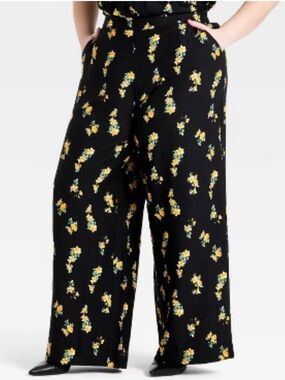 A New Day Floral Wide Leg Pull On Pants